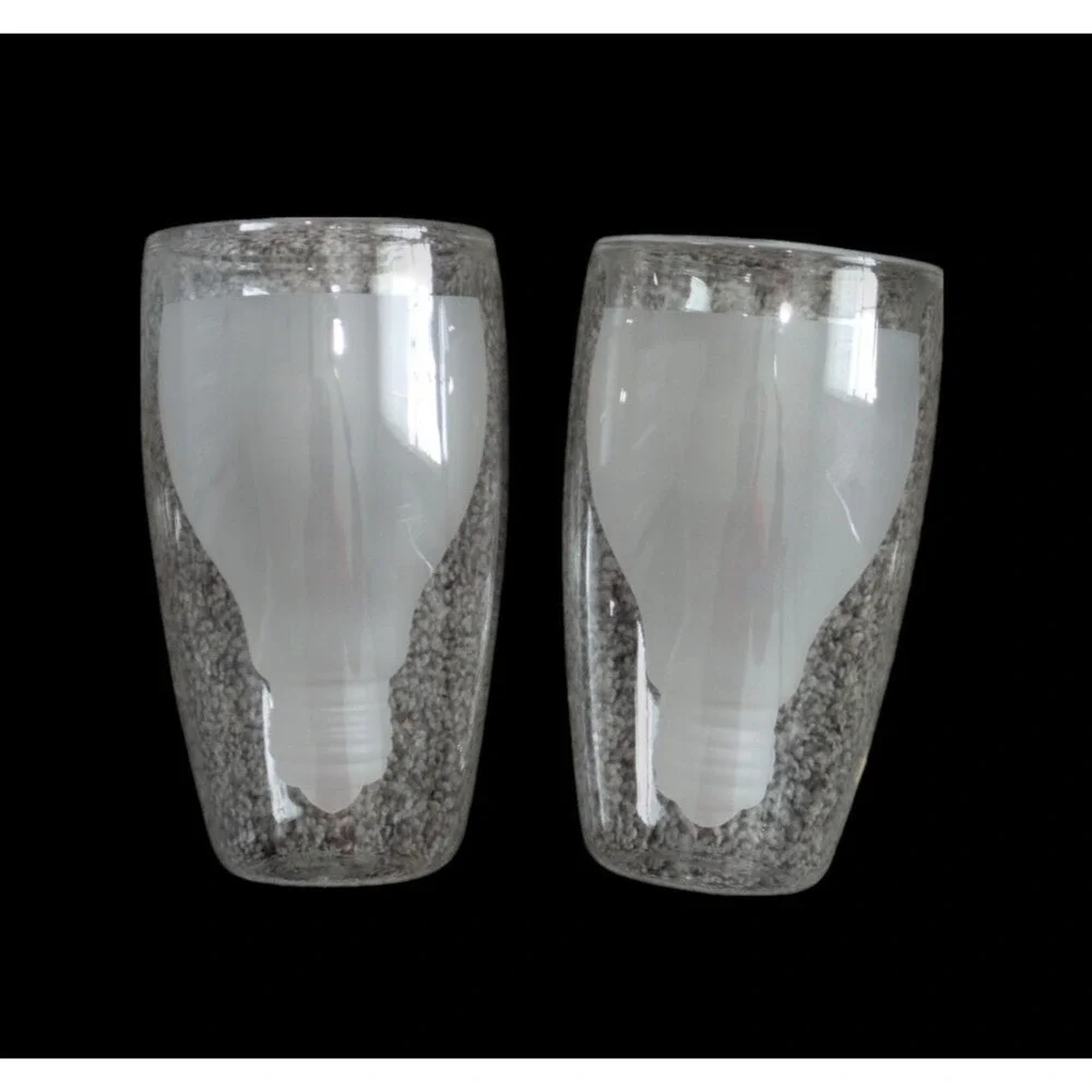 Highwave Good Idea Frosted Beer Glass Set of 2 Lightbulb Bulb Double Wall